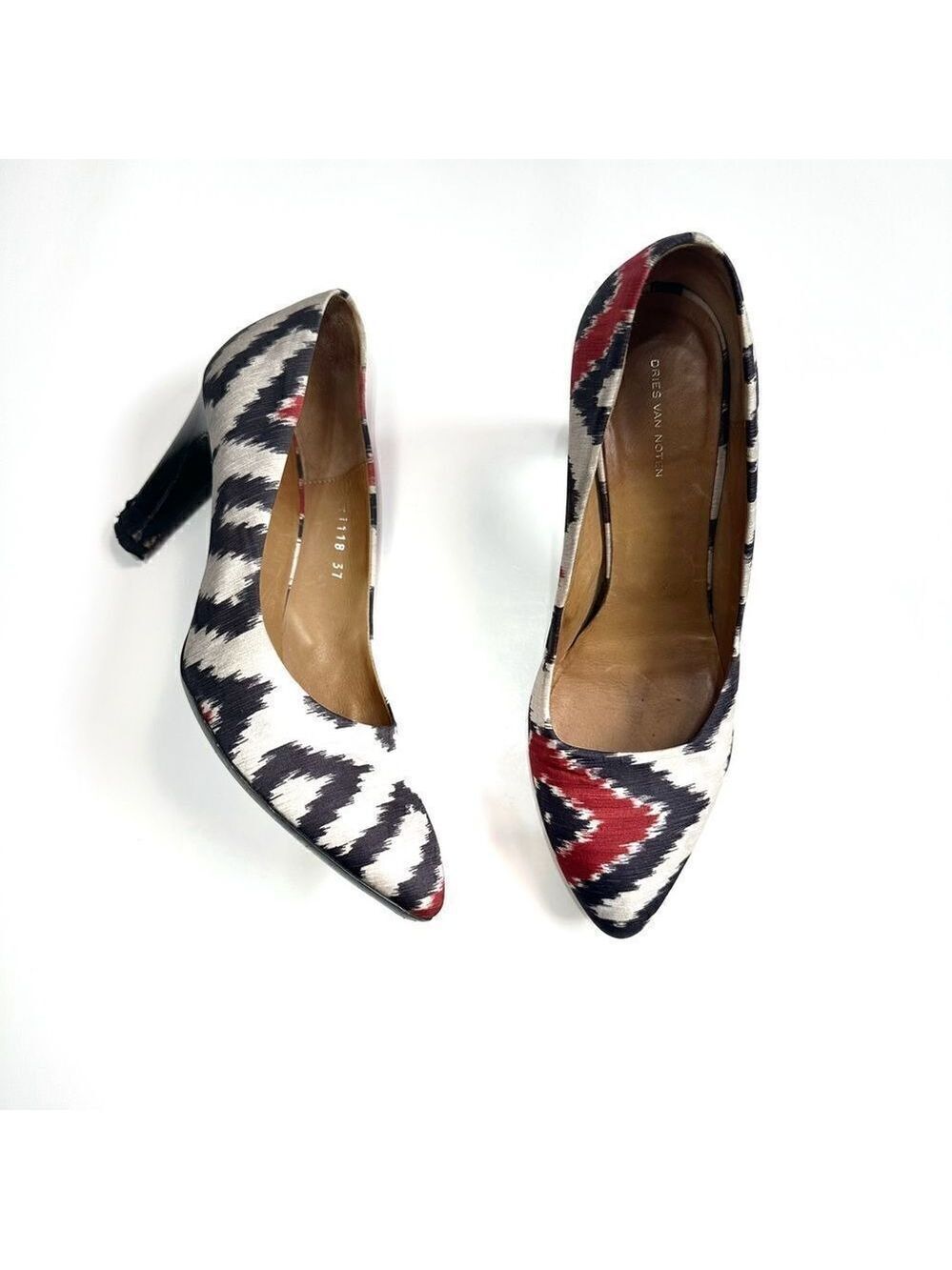Dries Van Noten Geometric Aztec Print Heels Sz 37
